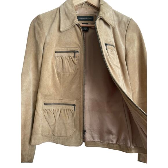 Y2K VTG Banana Republic Women Leather Suede Jacket 2 Camel Classic Retro Cowgirl - Picture 10 of 14